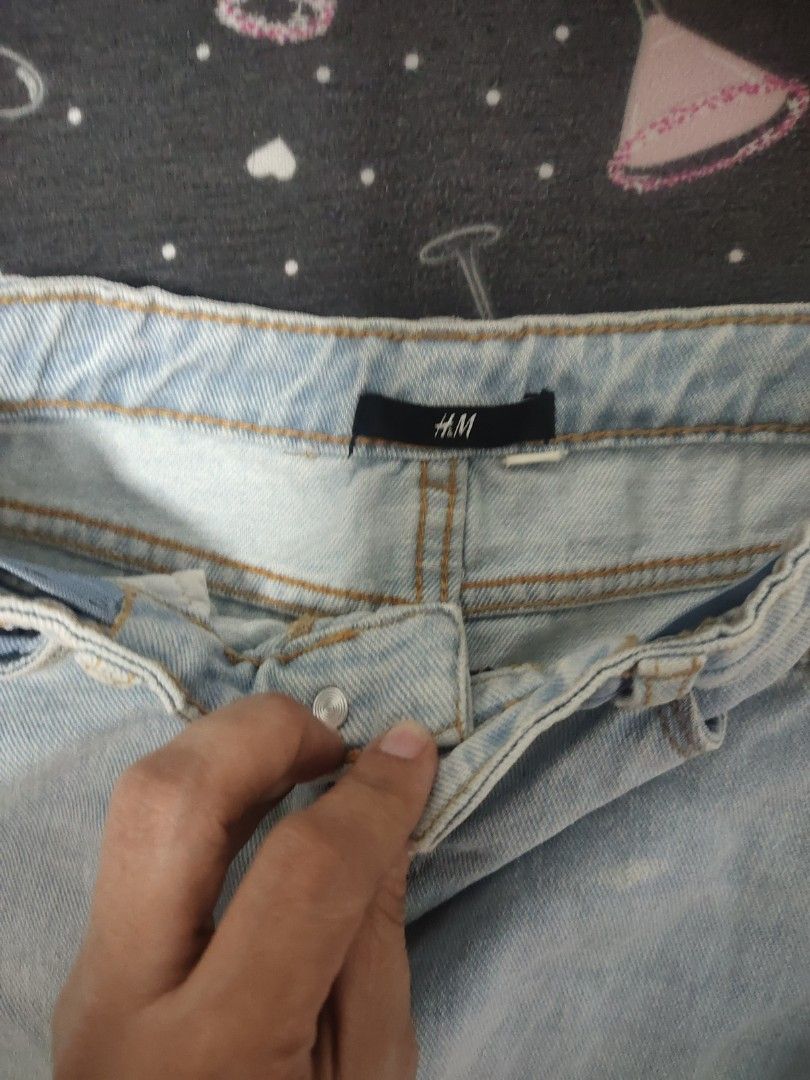 H&M Denim Shorts - Size Unknown (Category: Babies & Kids Fashion) located in Singapore. Submitted by buylahlahlah (Listing ID 1377863766, Image 2). Description: - Two pairs of H&M denim shorts available. - Includes: - Light wash denim skirt - Blue denim shorts with white floral patterns - Both items are in good condition..