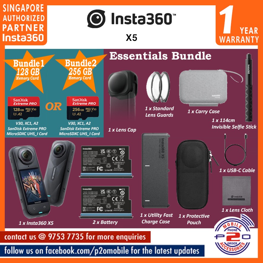 Insta360 X5 Essentials Bundle, Photography, Cameras on Carousell