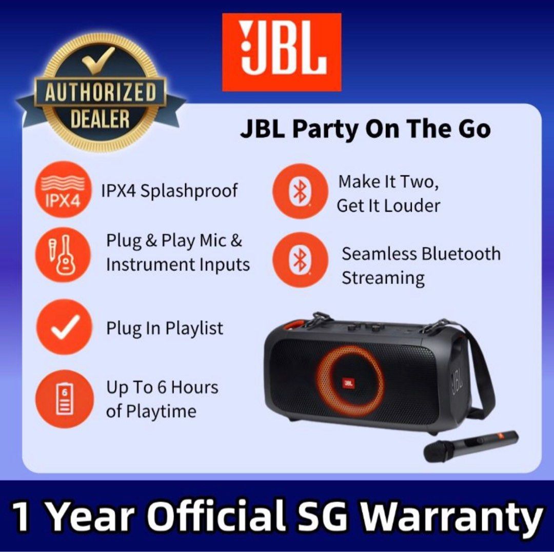JBL Party Box on The Go Powerful jbl Pro Sound Synched Light Show jbl Wireless Microphone included (Category: Soundbars, Speakers & Amplifiers) located in Singapore. Submitted by micox0274 (Listing ID 1377796586, Image 1). Description: [1 Years Warranty] [100% Brand new ] [100% Original ] How To Order !? Walk In Self Collect -02-74 Sim Lim Square Singapore 188504 -11:00-8:00Daily Near Mrt: Bugis Station or Rochor Station -Pls PM to Confirm still 