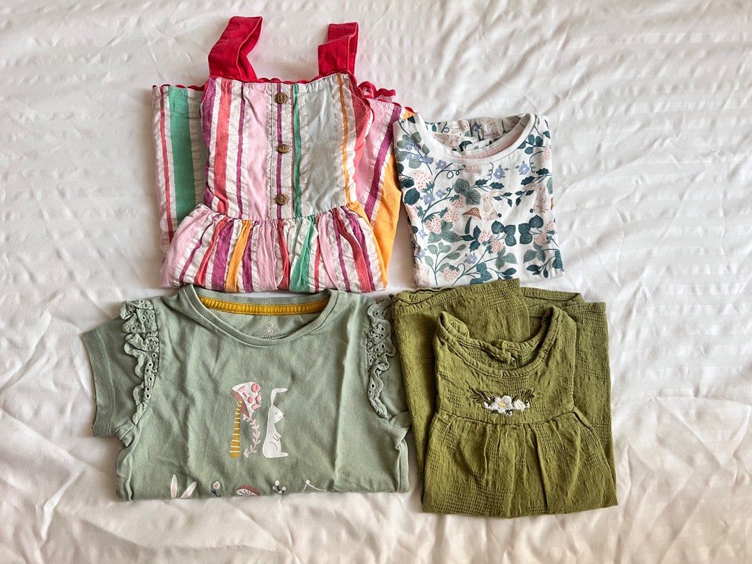 kids’ Mothercare rainbow pinafore and 3 tops [may swap with any book listed under Description] (Category: Babies & Kids Fashion) located in Singapore. Submitted by monjimiel (Listing ID 1377825566, Image 1). Description: all clothes are lightly used Mothercare: rainbow pinafore, mushroom/bunny top, strawberry/bunny top Lzda: sleeveless top Meetup: Holland Village MRT/Orchard MRT/Harbourfront MRT may swap with any of the following: •The Bell Jar C