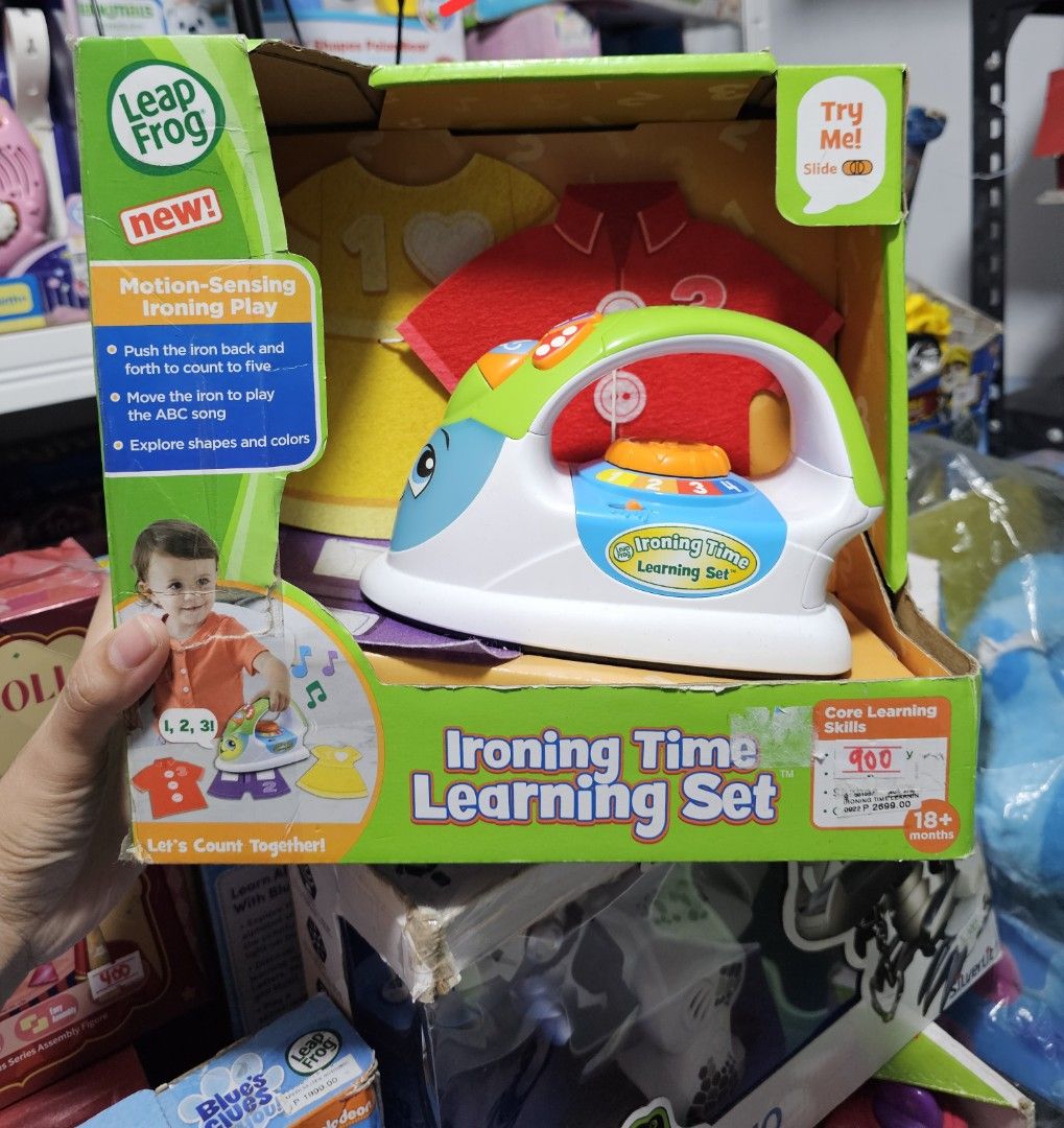 Leapfrog Ironing time learning set (Category: Infant Playtime) located in Caloocan City. Submitted by little_cleison_shop (Listing ID 1377932751, Image 1). Description: ‼️📢MALL PULLOUT TOYS 📢‼️ ‼️ALL BRAND NEW‼️ 📍Murayta lang, 30% to 70% off On mall price ‼️ ‼️📢Since mall pullout po manage ur expectation some items yupi ang box at naalikabukan pero all good po and working. 📍 no cod 📍Loc North caloocan.