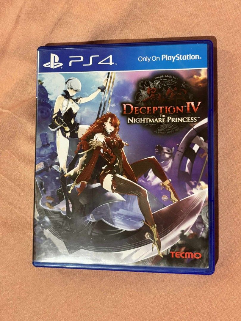 (RARE) PS4 Deception IV: The Nightmare Princess (Category: PlayStation) located in Hagonoy. Submitted by thatnormalguy (Listing ID 1377794807, Image 1). Description: The game is in pristine condition. The box has minimal scratches. The Disc is well maintained. Codes have already been used. RFS: Already finished and Platinumed the game. Location: Digos City SF shouldered by the buyer. Will ship through J&T and LBC nationwide..