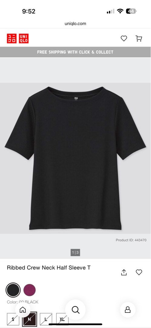 Ribbed Crew Neck Half Sleeve (Uniqlo) (Category: Shirts) located in Quezon City. Submitted by chi_declutters (Listing ID 1377897939, Image 1). Description: Size: XL Colors: Black and White 180 for 1pc 320 for 2pcs.