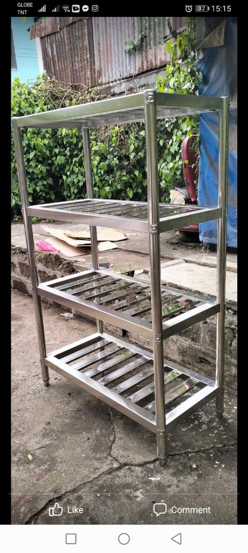 Stainless RACK SHELVES FOR SALE (Category: Bathroom & Kitchen Fixtures) located in Manila. Submitted by davearonda40644 (Listing ID 1377935237, Image 1). Description: Stainless RACK SHELVES made in 304 STAINLESS STEEL BRAND NEW ASSEMBLED TYPE SIZE 100X50X155CM 120X50X155CM 150X50X155CM.