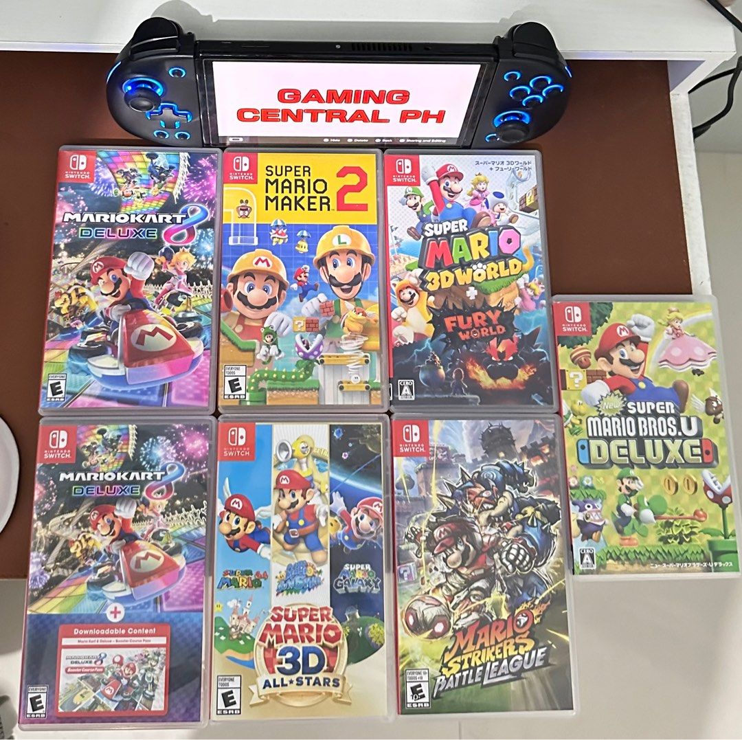 Super Mario Games for Nintendo Switch! (Category: Nintendo) located in Narra. Submitted by gamingcentralph (Listing ID 1377843075, Image 1). Description: Day 9 of 30 (Project Persephone) Mario Games for SALE! Mario Strikers Battle League 1200 Mario Kart 8 Deluxe 1500 Mario kart 8 Deluxe with DLC 2300 Super Mario 3D ALL STARS 3500 Super Mario 3D Worlds /Bowser’s Fury 1600 Super Mario Deluxe 1600 Super Mario Maker 2 1500 Super Mario Odyssey 1400 (n