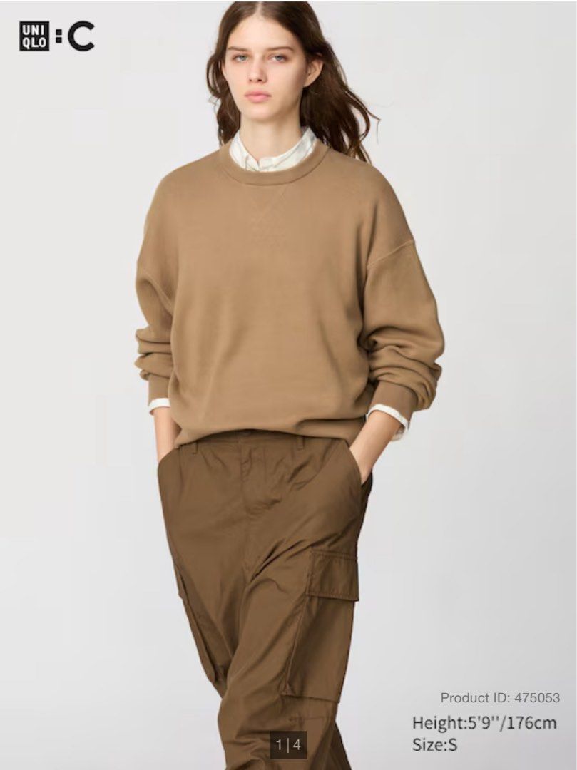 Uniqlo C sweater (Category: Longsleeves) located in Cainta. Submitted by annebc (Listing ID 1377754720, Image 1). Description: Smooth Cotton Crew Neck Sweater Tan Large.