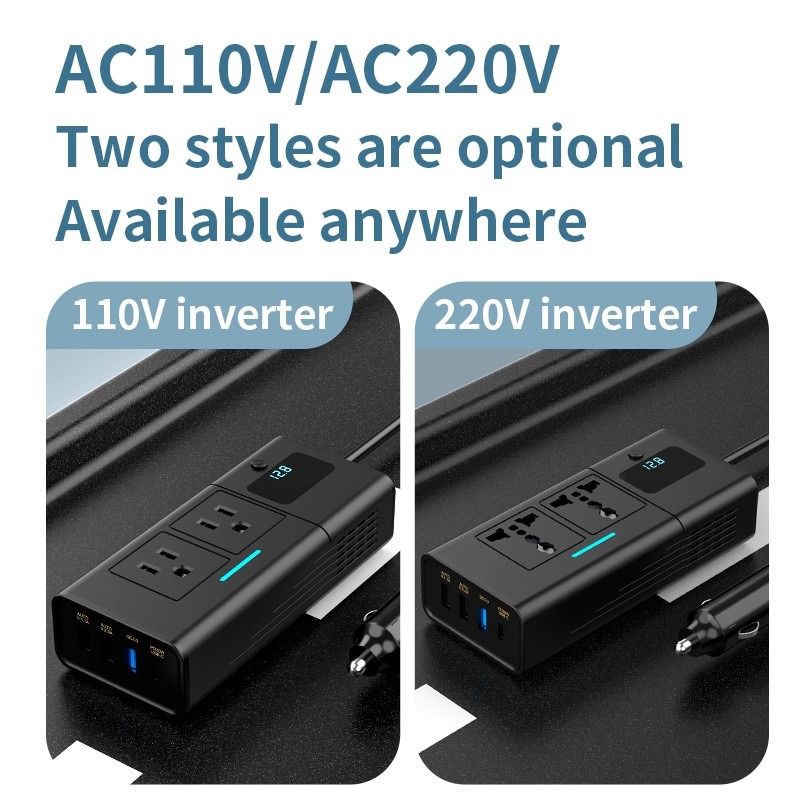 200W Car Power Inverter 12V to 220-240V AC Universal Socket USB-C USB-A QC3.0 PD Fast Charge with Digital Display63208333143169113