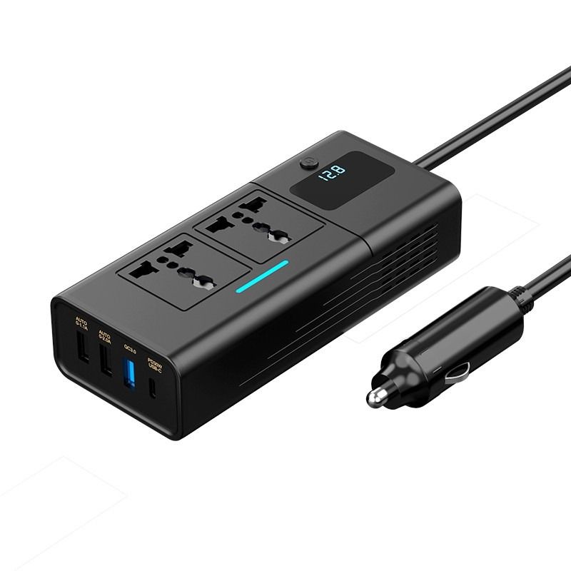 200W Car Power Inverter 12V to 220-240V AC Universal Socket USB-C USB-A QC3.0 PD Fast Charge with Digital Display63208333143169114