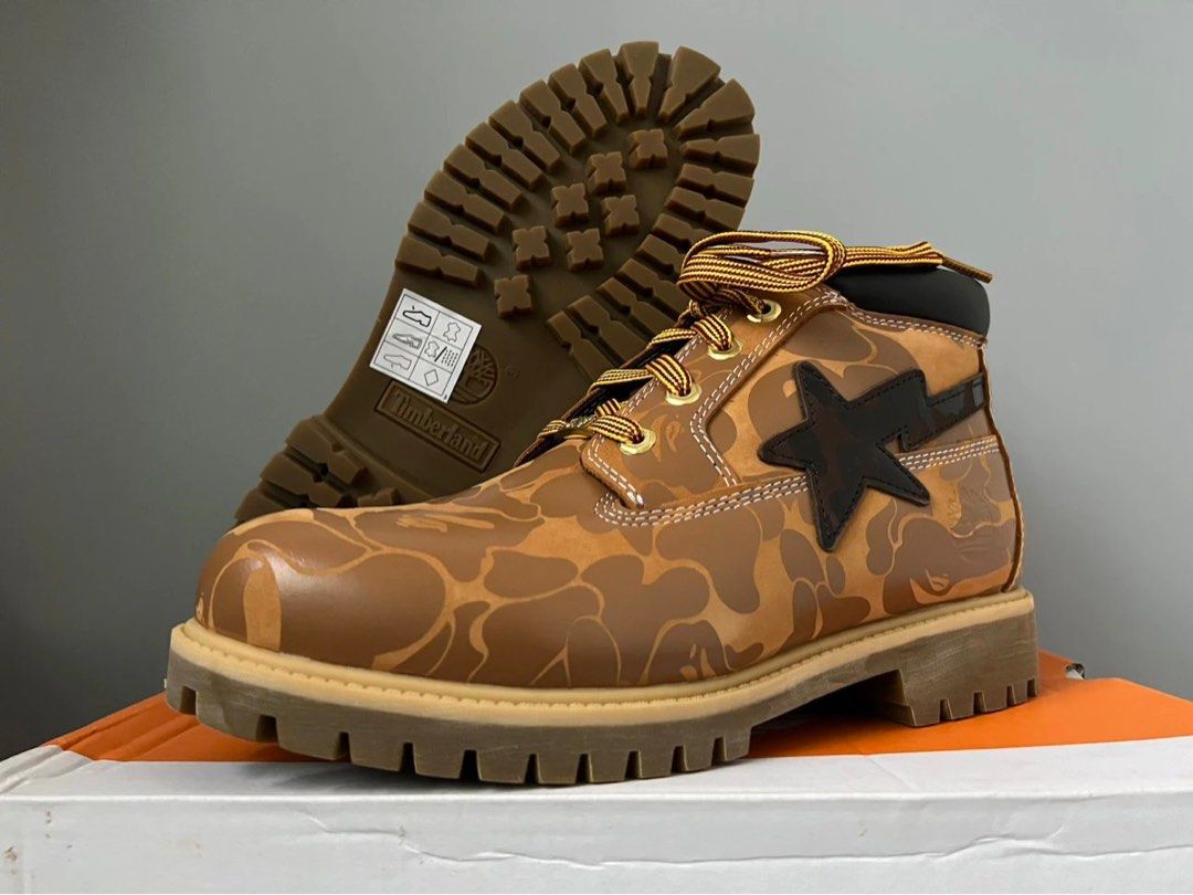 全新BAPE x Timberland Chukka Boot, 男裝, 鞋, 靴- Carousell