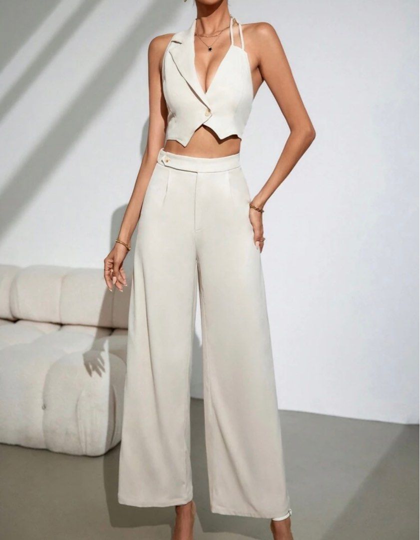 Beige coordinates (Category: Sets or Coordinates) located in Pasig City. Submitted by closetcleanoutmnl (Listing ID 1373043371, Image 2). Description: Beige coordinates Top and pants Size: medium .
