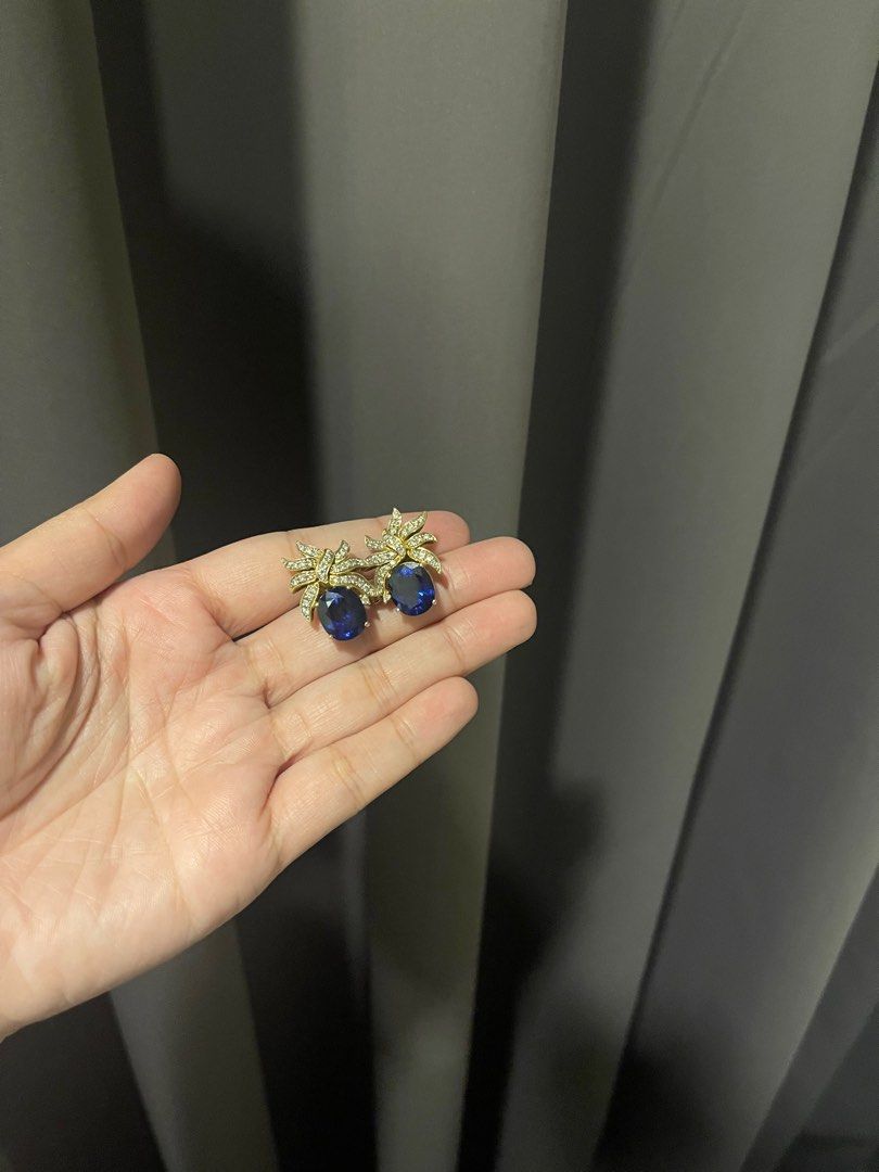 Blue Sapphire Gold Diamond Earrings (Category: Earrings) located in Quezon City. Submitted by houseoftrends_ (Listing ID 1372900776, Image 3). Description: .
