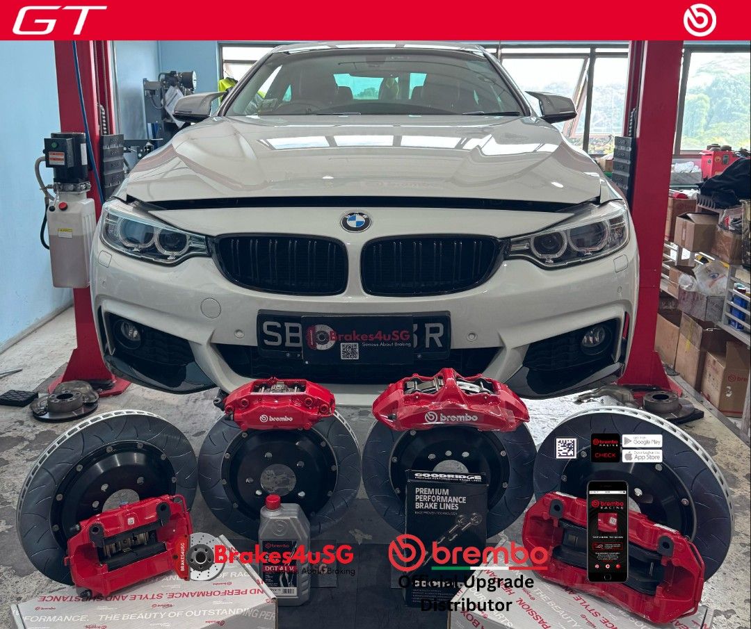 Brand New Brembo Racing GT6 GT-M6 (QR Scannable) Alfa, Audi, BMW, Citroen, Ford, Honda, Hyundai, Jaguar, Jeep, Kia, Land Rover, Lexus, Mazda, Mercedes, Mini, Mitsubishi, Nissan, Opel, Peugeot, Renault, SEAT, Skoda, Ssangyong, Subaru,Toyota, VW, Volvo (Category: Accessories) located in Singapore. Submitted by brakes4usg (Listing ID 1189746963, Image 1). Description: From $4388, you can get; Brembo GT-M Series 6 POTS 20~22" with 405mm in house roto