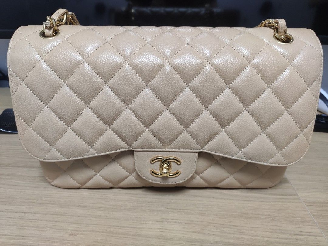 Chanel Classic 27 Beige Shoulder Bag in Caviar Gold Hardware (Category: Bags & Wallets) located in Singapore. Submitted by cyck323 (Listing ID 1372956002, Image 1). Description: Chanel Classic 27 Beige Shoulder Bag in Caviar Gold Hardware **Authenticity Card + Receipt + Box All Available ** Mint Condition Free Delivery If meet up can be Wheelock Place.
