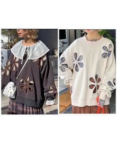 Ciaopanic 花花縷空衛衣 sweater 寬鬆上衣 闊身衛衣 HELLO.SANFRANCISCO 森系 日系 日本品牌 日本牌子 日牌 日系衣服 日本衣物 日本衫 日牌衣服 日本代購 二手 復古64226446293763110