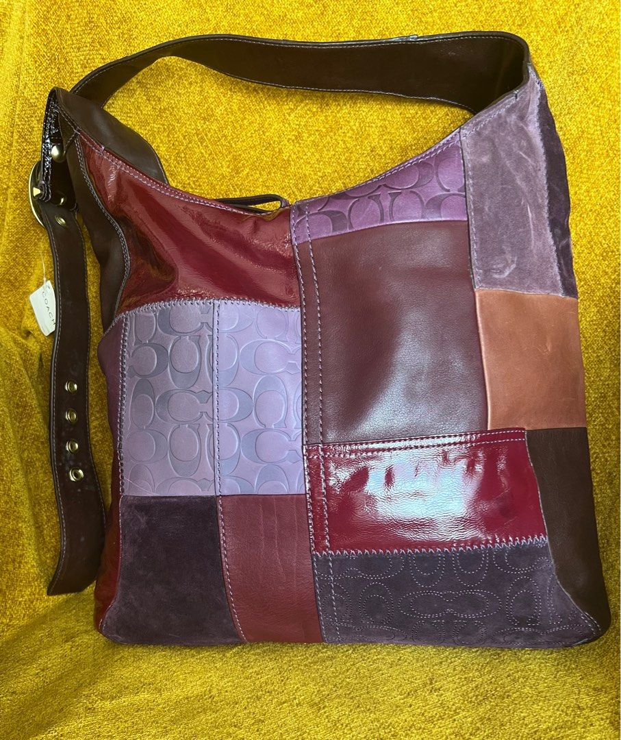Coach Bleecker Delphine Patchwork Leather Bag (Category: Luxury Bags & Wallets) located in Manila. Submitted by ladybagmnl (Listing ID 1372958509, Image 2). Description: Authentic and hard to find Coach Limited Edition Bleecker Delphine patchwork hobo in a rich mix of suede, patent, glovetanned, and embossed leather. Gorgeous burgundy, plum, mauve, and oxblood tones. ✔️ Original price: $548 (~₱32K) ✔️ With tag! ✔️ Roomy, slouchy, and beautifully 