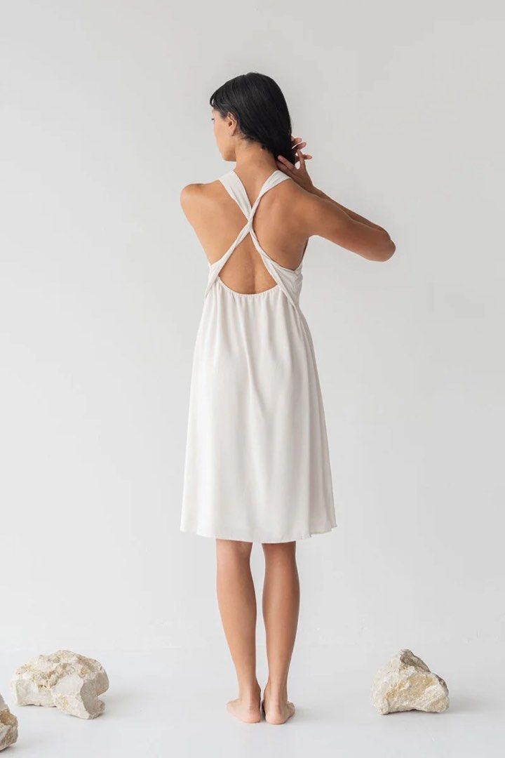 Esse the Label Twist Back Slip Dress (Sample) (Category: Dresses) located in Singapore. Submitted by jaywhy (Listing ID 1373028717, Image 3). Description: S Bust: 31 in| Waist: 28in Got it as a sample from their online store, RTP $159. See measurements here - https://www.essethelabel.com/products/twist-back-slip-dress-sample Selling at cost or happy to trade with Size M.