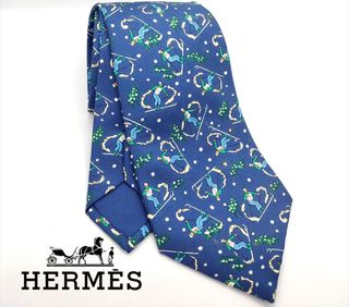 HERMES 100%Silk Skiing ⛷️ Silk Tie64165569157250110