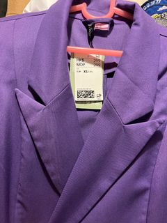 全新H&M紫色長西裝大衣64237768533635110