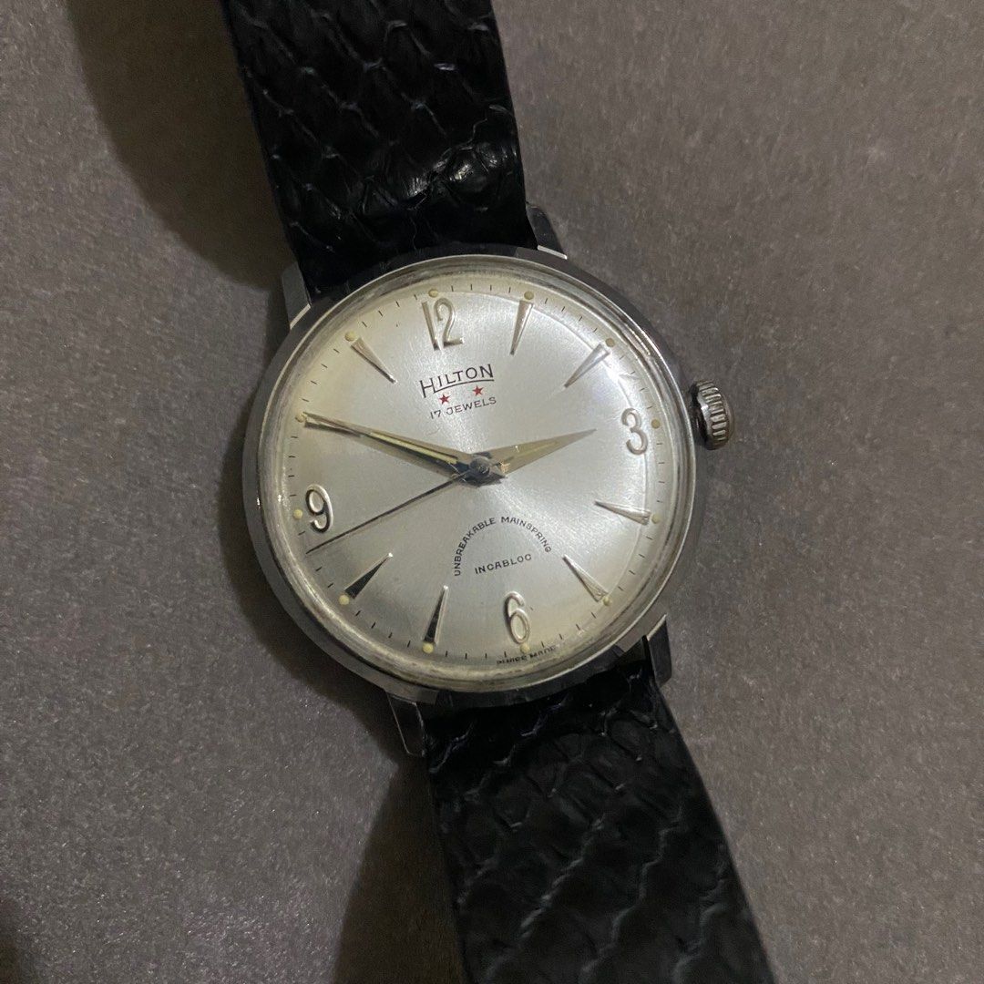 Jam Vintage Classic Rare HILTON 17 Jewels Unbreakable Mainspring Incabloc  (Bukan seiko citizen orient)