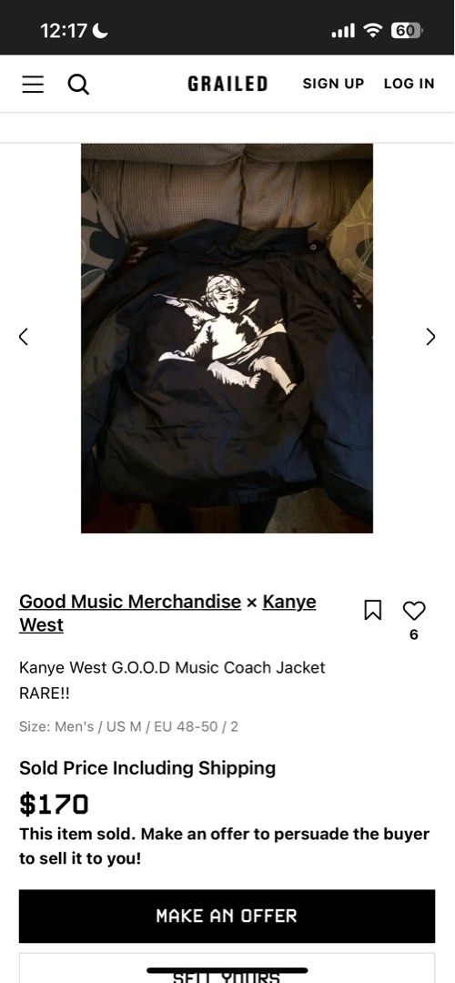 Kanye West GOOD Music Coach Jacket (Category: Coats, Jackets and Outerwear) located in Manila. Submitted by errrrt (Listing ID 1372897297, Image 3). Description: Kanye West GOOD Music Coach Jacket Size Medium 9/10 Condition PHP 9,000 steal price (valued at around $200 on Grailed) Meetups: Alabang Town Center Evia Greenbelt Taft Ave Buyer shoulders shipping.