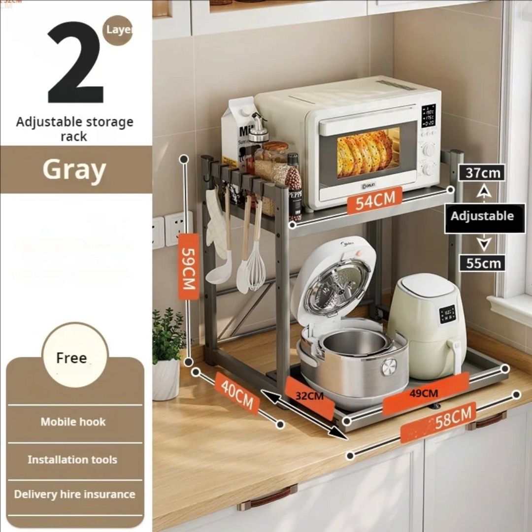 Kitchen Storage Rack | Microwave Oven Rack | Two Tier Stand | Kitchen ...