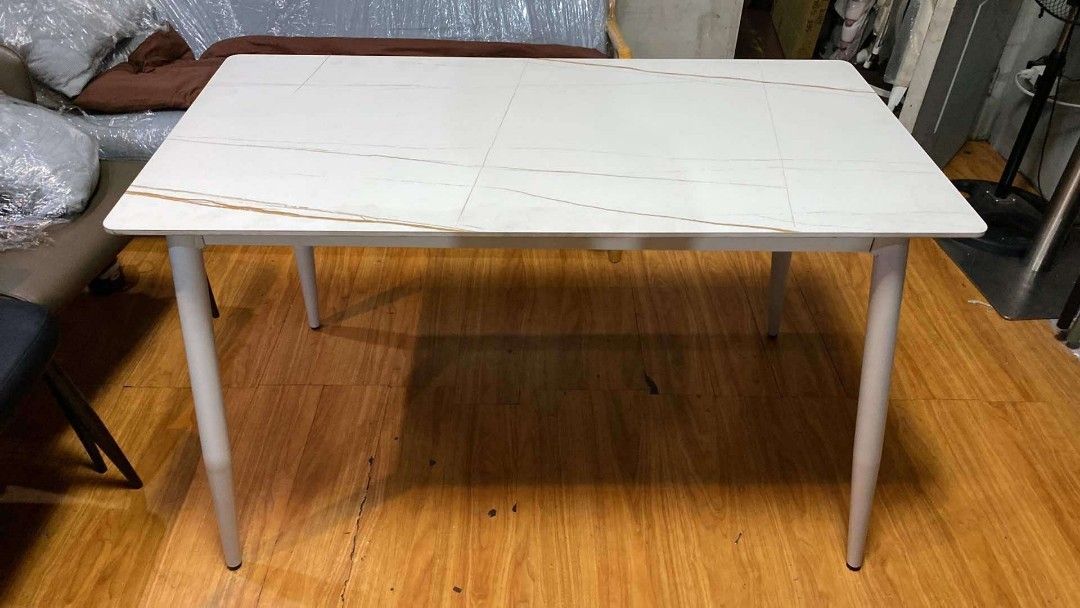 Marble dining table 120x60cm (Category: Tables & Sets) located in Pasay City. Submitted by cherry_nicole (Listing ID 1372959217, Image 2). Description: ♦️ Marble Dining Table ♦️ • Stone Marble Top • Kaori Leg • 120x60cm size • 2 colors top! • black legs • white legs 📌 ₱ 4,500 only ‼️ On hand Brand new Direct warehouse Same day delivery Lalamove or pick FARRO Online Furnitures 📲09977258106.