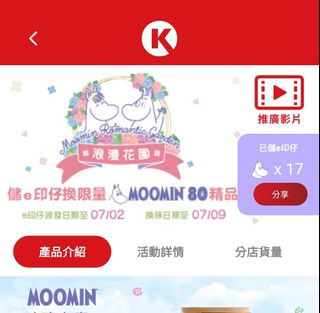 Ok circle k姆名 姆明 moomin mooning  e印17個 $2.5@63007517838082110