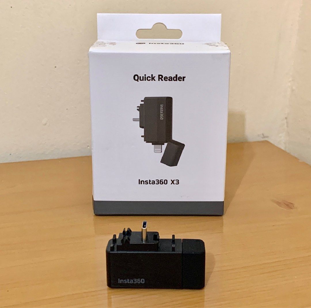 Quick Reader for Insta360 X3 Action Camera (w box) (Category: Other Photography Accessories) located in San Fernando. Submitted by ducklutter (Listing ID 1373037861, Image 1). Description: Excellent working MINT condition Used a few times for mobile editing RFS: Sold my X3 already - SD memory card reader - Plug-and-play standalone storage module. Transfer files without needing to use WiFi. - Enables direct connection to your phone, significantly 