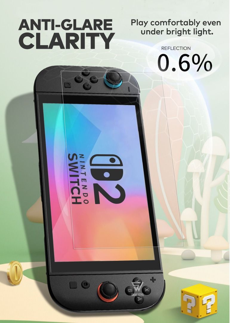【SG】 DOBE 9H Tempered Glass Screen Protector & Applicator Nintendo Switch 2 NS2 Clear Anti Bluelight63108086186369113