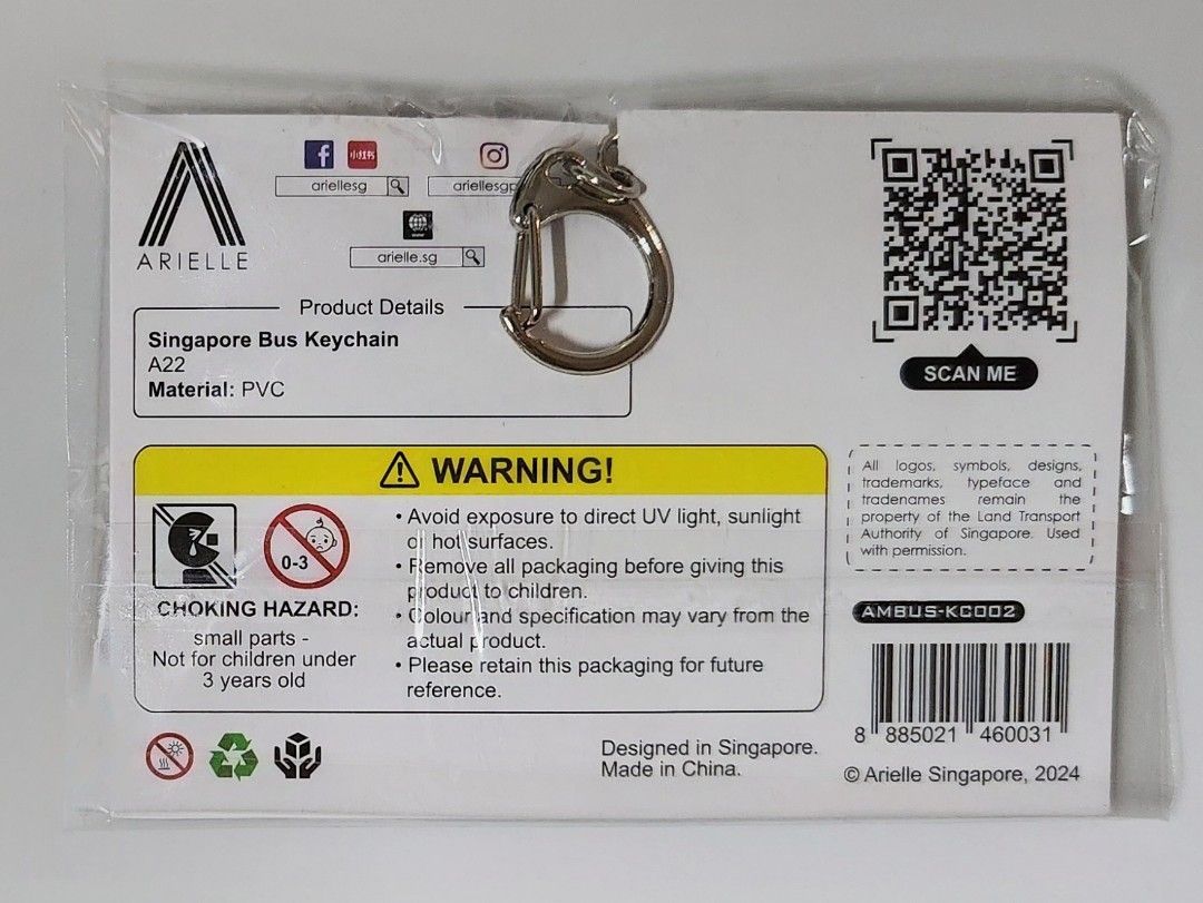 ⚠️ [Last One] Singapore Man A22 bus keychain, SMRT stripe livery ...