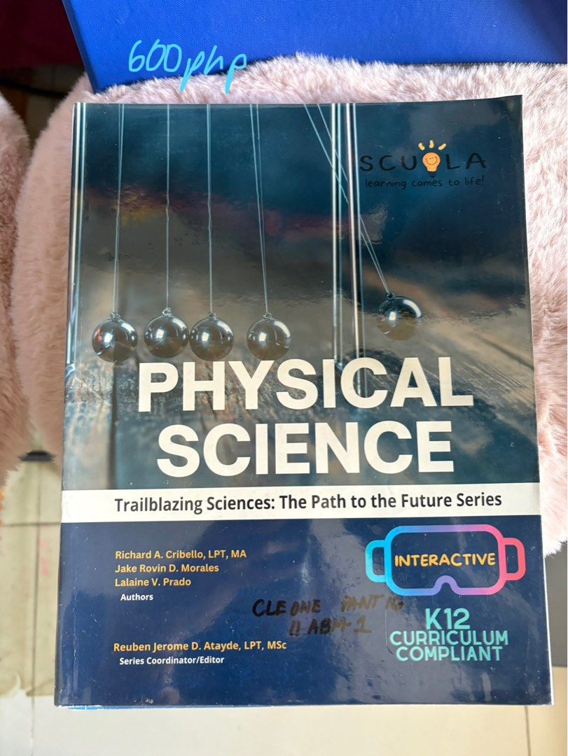 UST shs book physical science (Category: Textbooks) located in Manila. Submitted by hii678 (Listing ID 1372916682, Image 1). Description: Has a name on it but never been used. with plastic wrap.