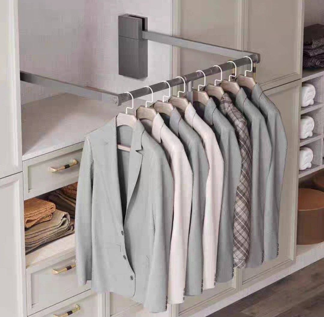 Wardrobe pull down rack (Category: Hooks & Hangers) located in Singapore. Submitted by joan0350 (Listing ID 1372996014, Image 3). Description: Size : Length 660mm - 890mm Depth: 420 mm Height: 850 mm Buy wrong Size.