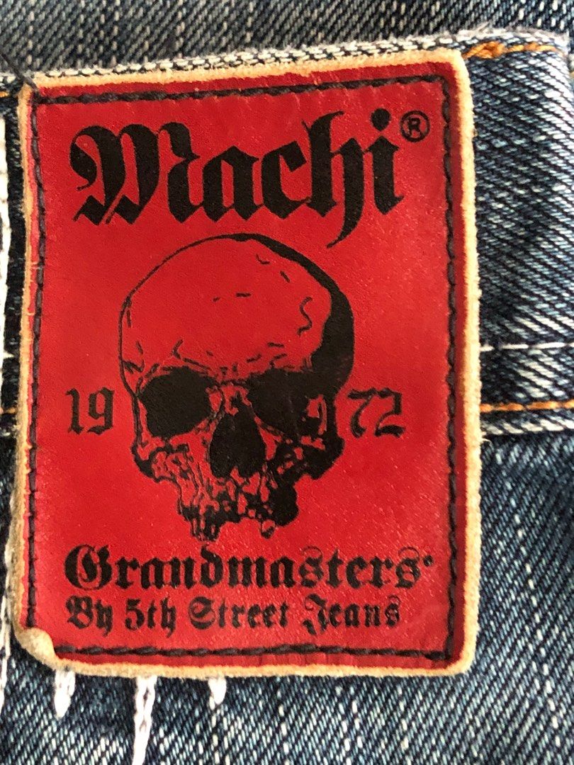 5th Street X Machi 麻吉品牌做舊刷白破壞車繡牛仔褲W32/L33 inches