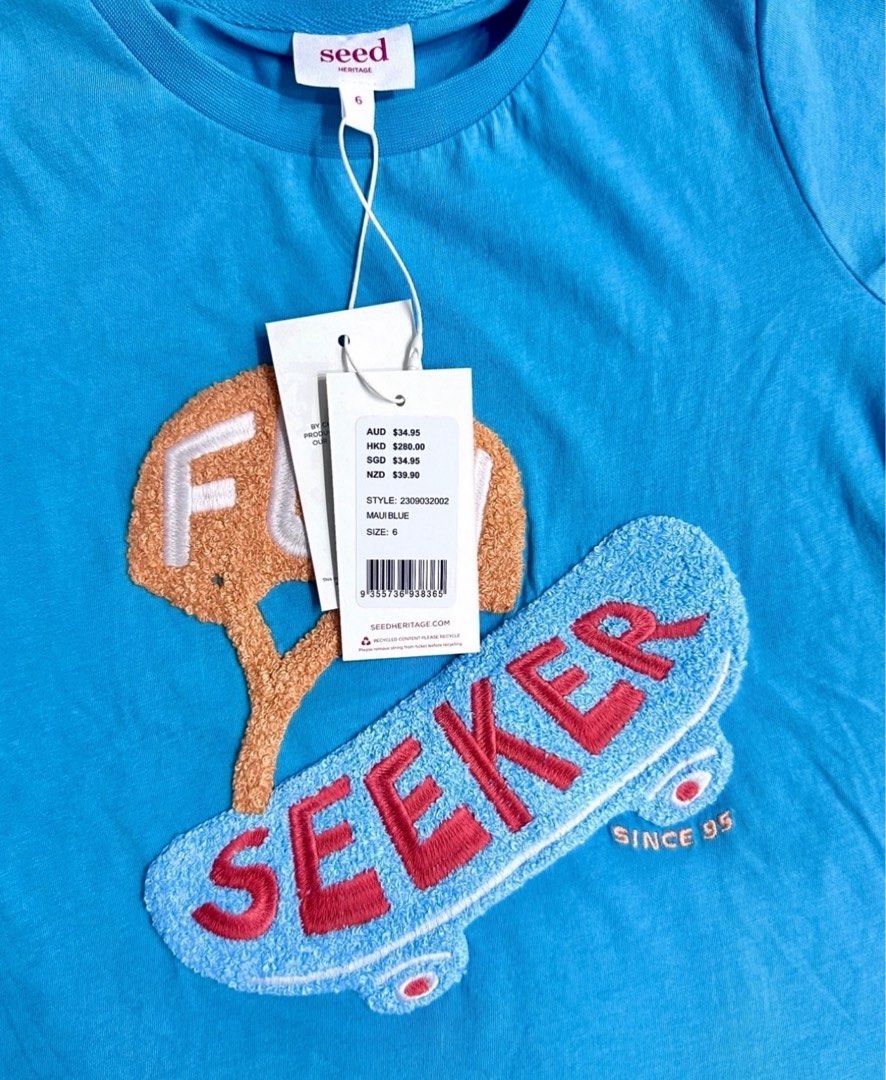 6yo Seed Heritage blue tshirt (Category: Babies & Kids Fashion) located in Singapore. Submitted by newleaf24 (Listing ID 1373203070, Image 2). Description: Condition: brand new with tag Original price: $34.95 $3.20 apply for tracked postage.