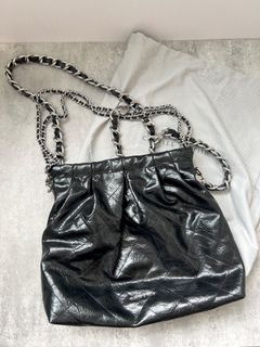 全新 小CK Duo 細鍊抓皺流浪包 - 黑銀Hobo Bag64232722074498110