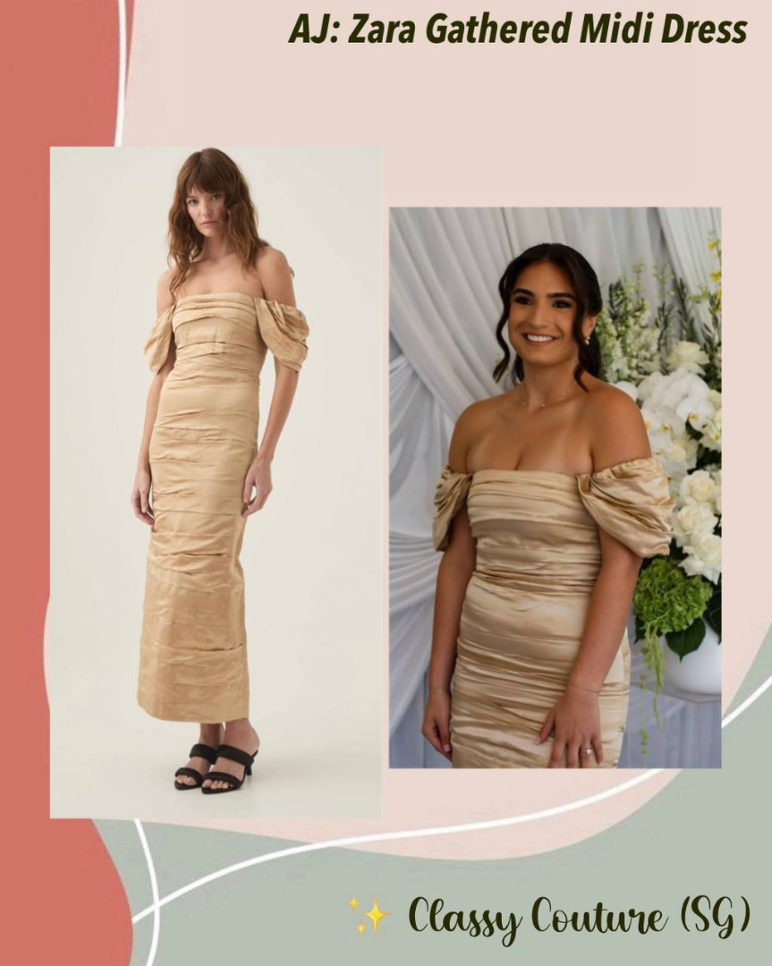 Aje Zara Gathered Linen-Viscose Midi Dress in Gold, Women's Fashion, Dresses  & Sets, Dresses on Carousell