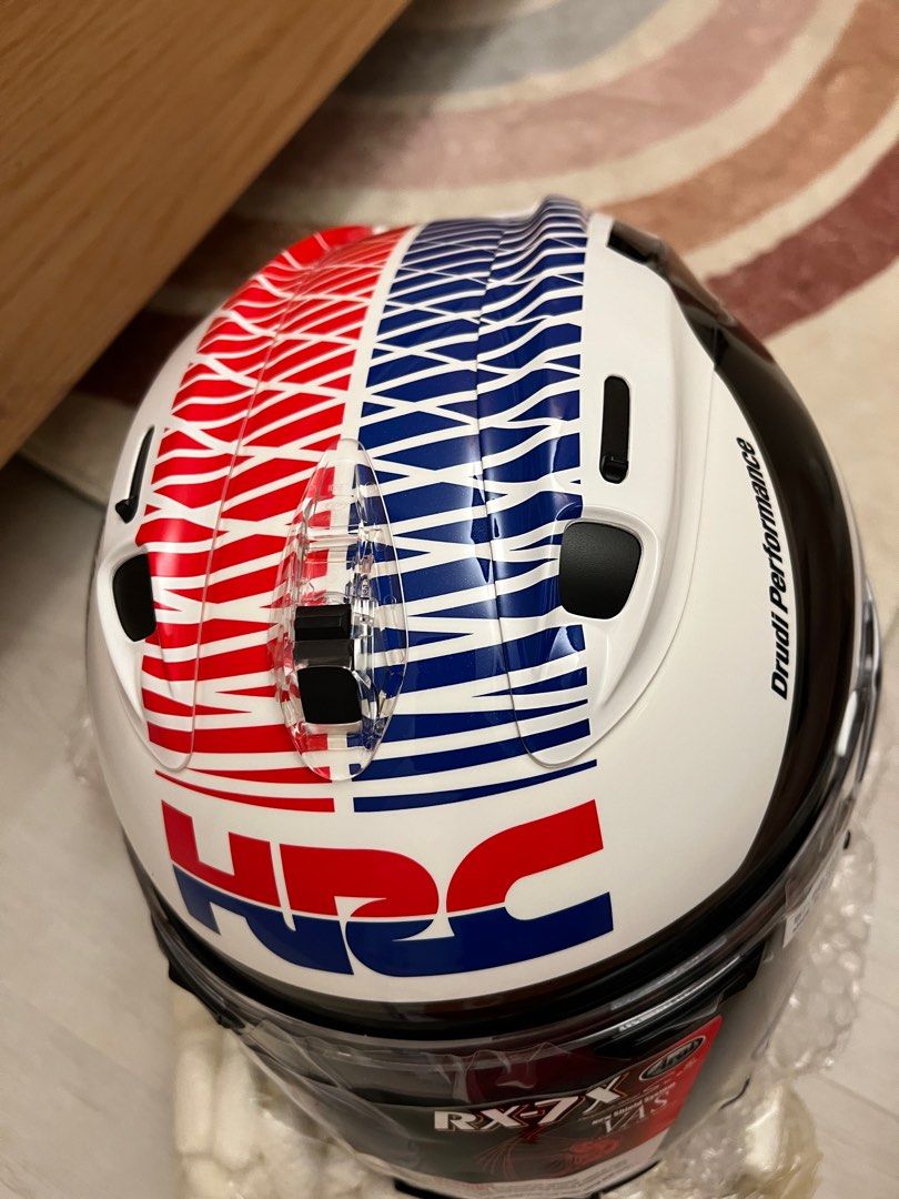 Arai RX7 HRC limited edition Helmet Honda HRC (Category: Motorcycle Accessories) located in Singapore. Submitted by rtcs (Listing ID 1373106885, Image 3). Description: Brand new collector item. Box and all accessories included. Kept in cool dry condition . Never worn . Size M Arai RX7 full face helmet .