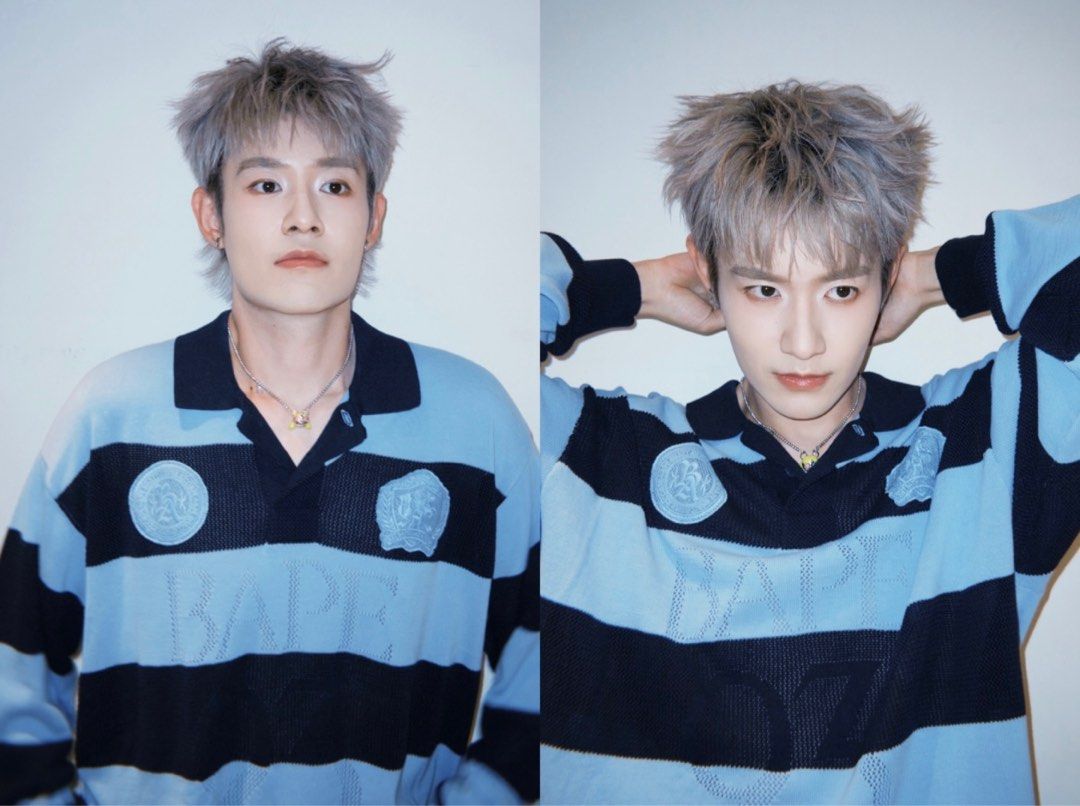 BAPE JACQUARD MULTILOGO STRIPE RELAXED FIT LS TEE, Men's