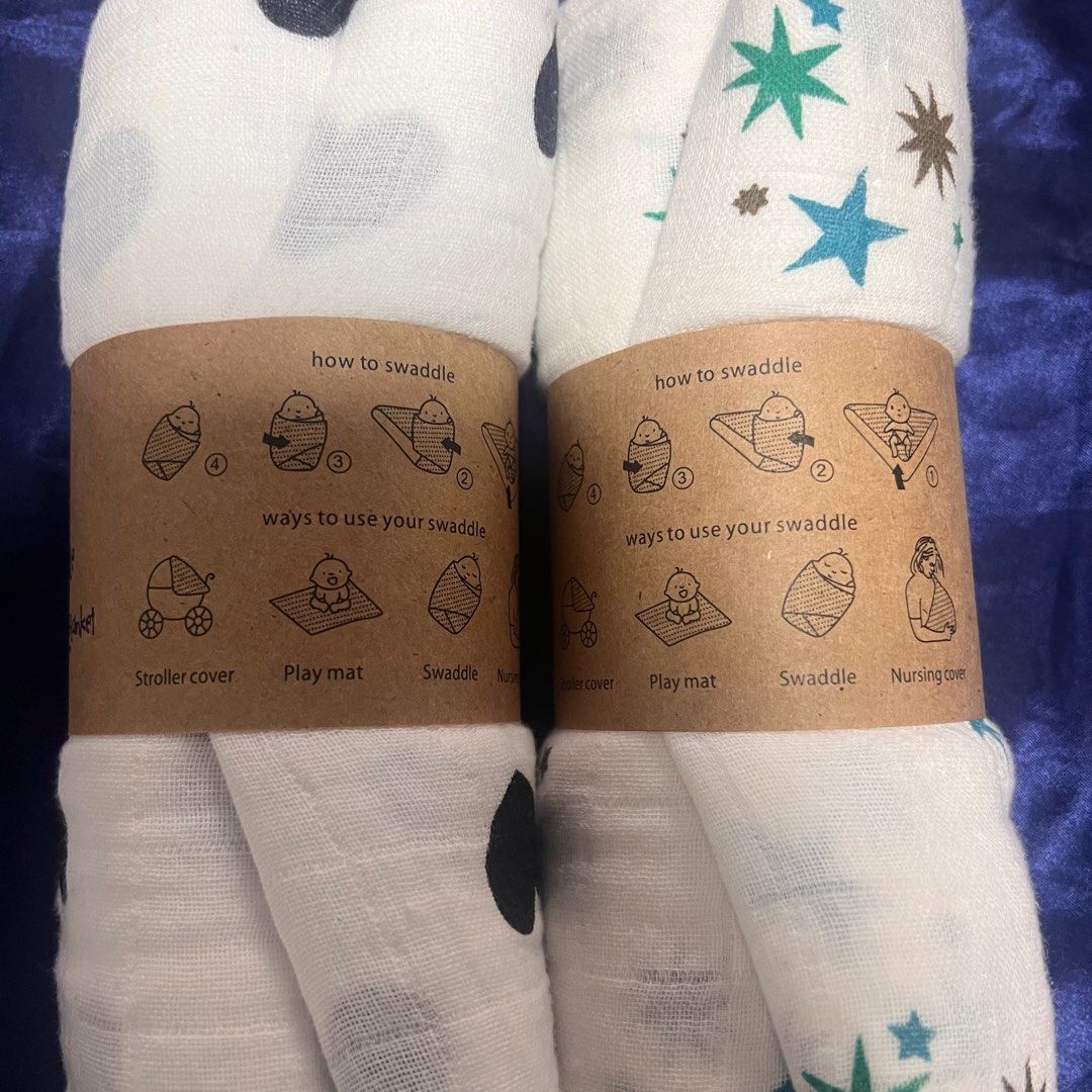 Brand new muslin swaddles (Category: Other Baby Bathing & Changing Needs) located in Singapore. Submitted by jgrace.a (Listing ID 1373148868, Image 2). Description: 1 for $6 Both for $10.