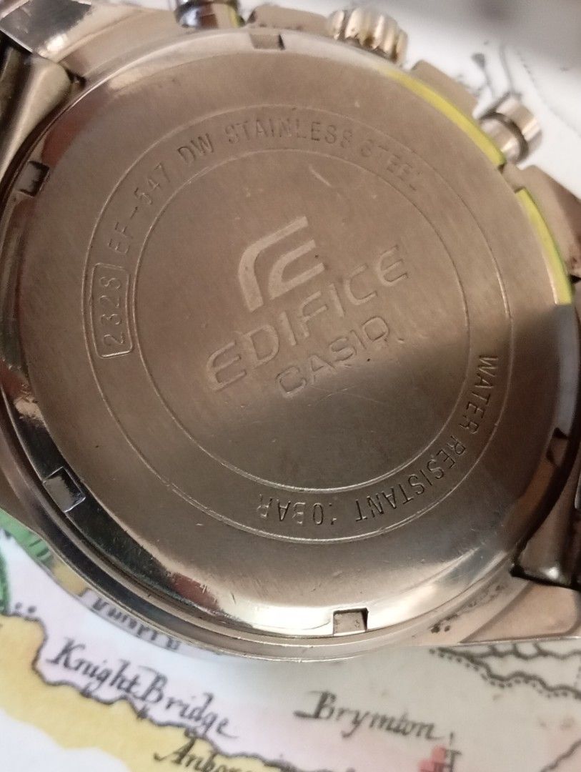 Casio edifice (Category: Men's Watches) located in Las Pinas. Submitted by quick_deals_great_finds2 (Listing ID 1373052491, Image 3). Description: Original good working condition Quartz chronograph with battery 42mm large fits wrist 7 inches Fully functional chrono.