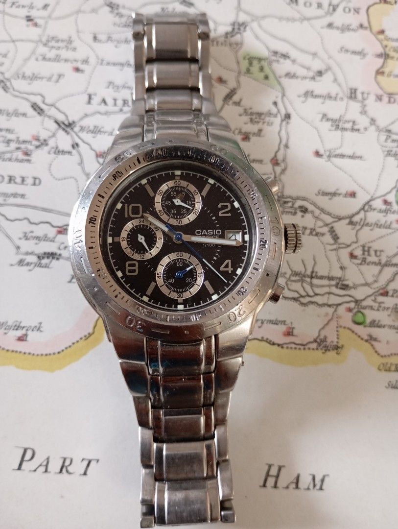 Casio edifice (Category: Men's Watches) located in Las Pinas. Submitted by quick_deals_great_finds2 (Listing ID 1373065412, Image 1). Description: Original good working condition Quartz chronograph with battery 38mm fits wrist 6.8 inches Fully functional chrono.