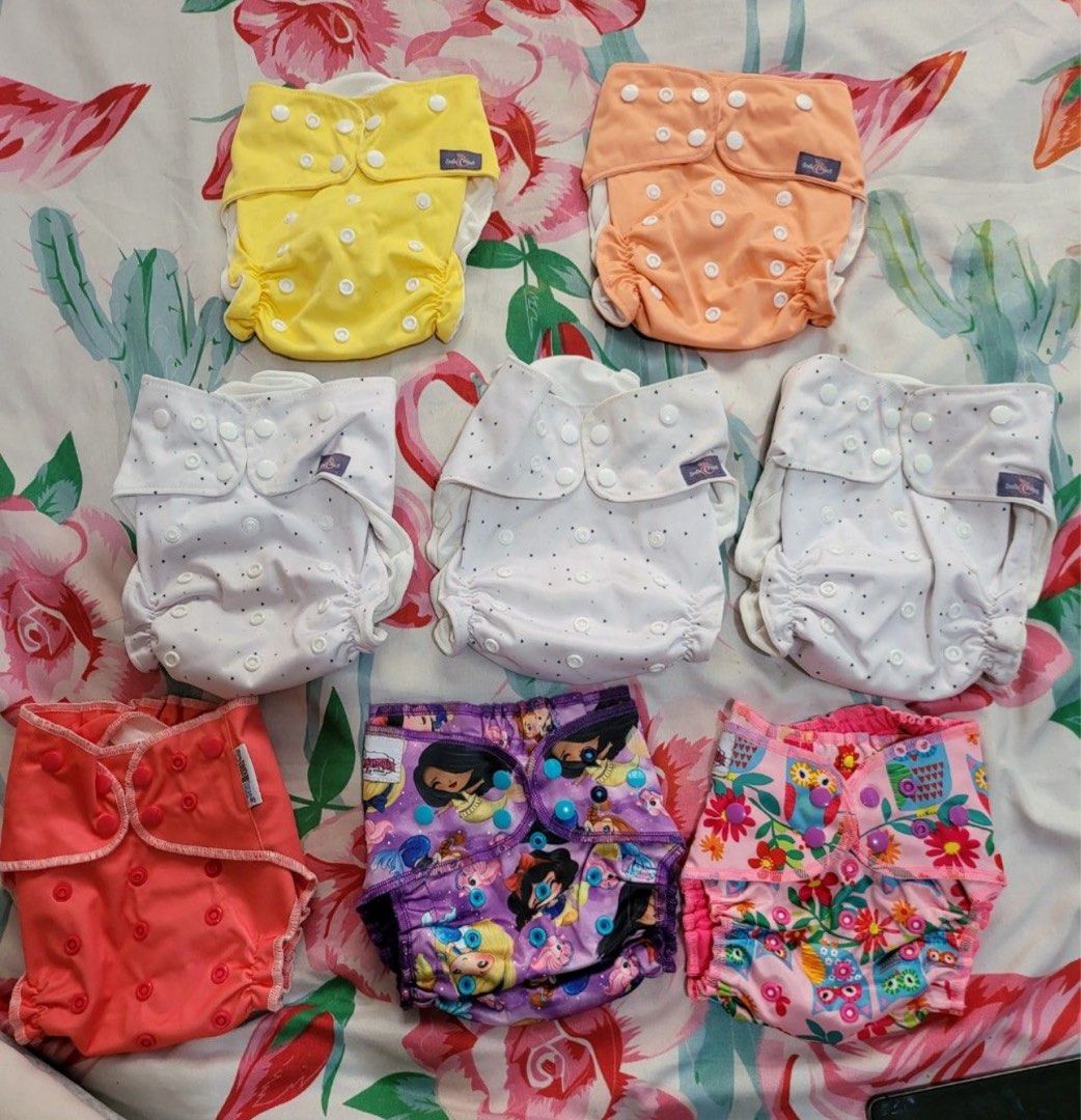 Cloth diapers / inserts and baby bag (Category: Diapers & Baby Wipes) located in Marikina City. Submitted by 1stuffshop (Listing ID 1373145838, Image 1). Description: LETTING GO.... ✅️BUTT TALKS SSCV (USED ONCE)❗️ ✅️THET’S CLOSET (MTO) -HUNTER X HUNTER WITH INSERT BRANDNEW❗️ -WITH EXTRA INSERT AND PAD (FORGET KO NA TAWAG BASTA FOR EXTRA DRY/WATERPROOF) -FEATHER VGUC (ALMOST LIKE NEW) WITH INSERT ✅️TOUCH OF LUCAS - COOLA PEACH TOP 2PCS BRANDNEW SH