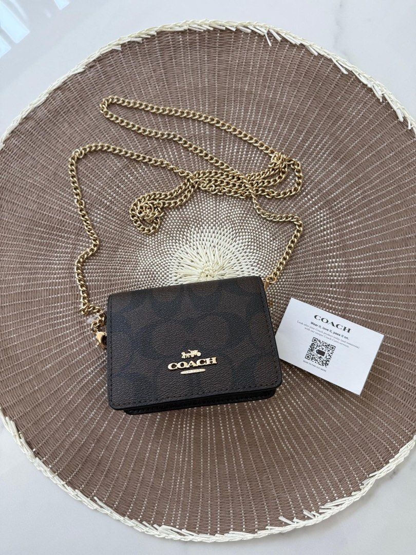Coach Rhinestone Wallet With Chain Coach Mini Wallet On A Chain In Signature Canvas, Luxury, Bags ...