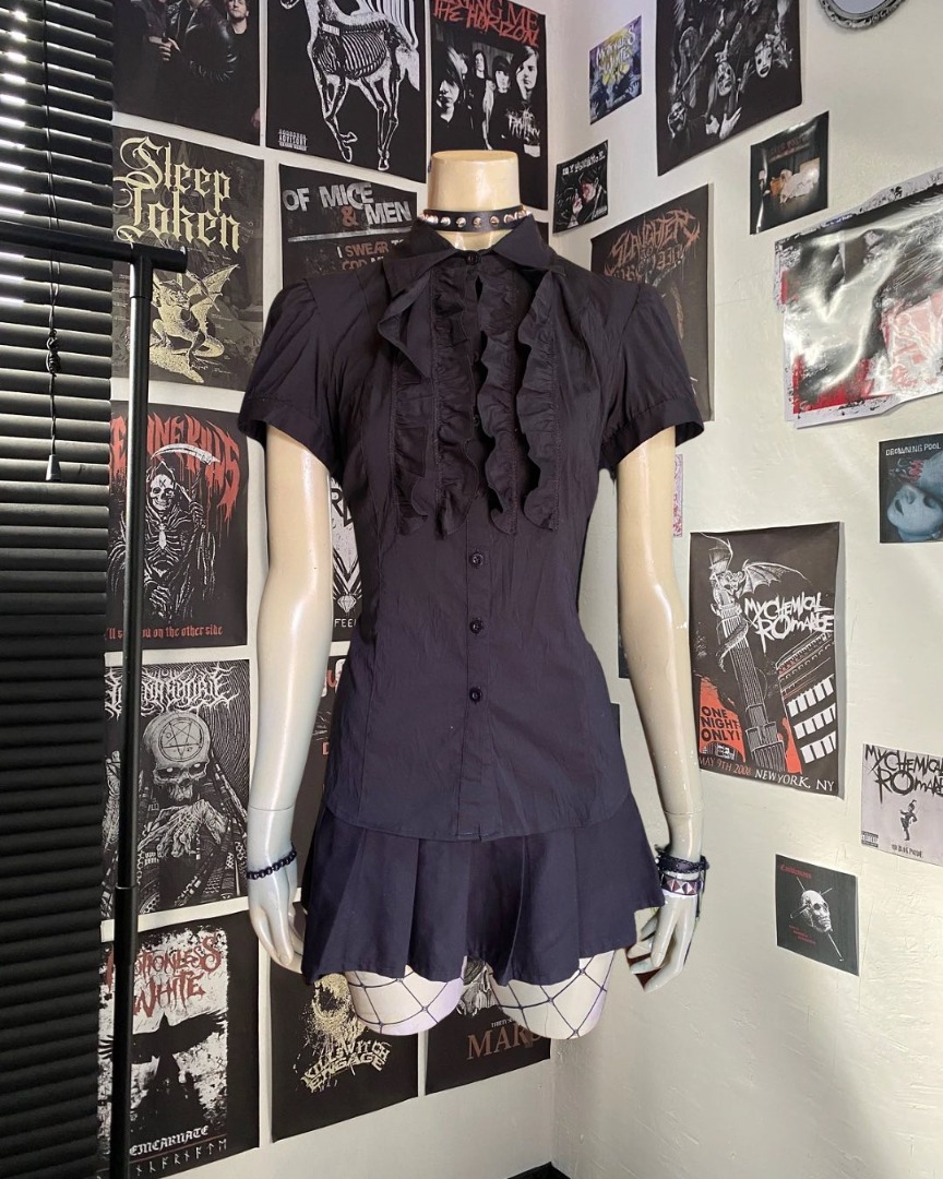 fatal frame black ruffled blouse | dark coquette, dark femme, fatal ...