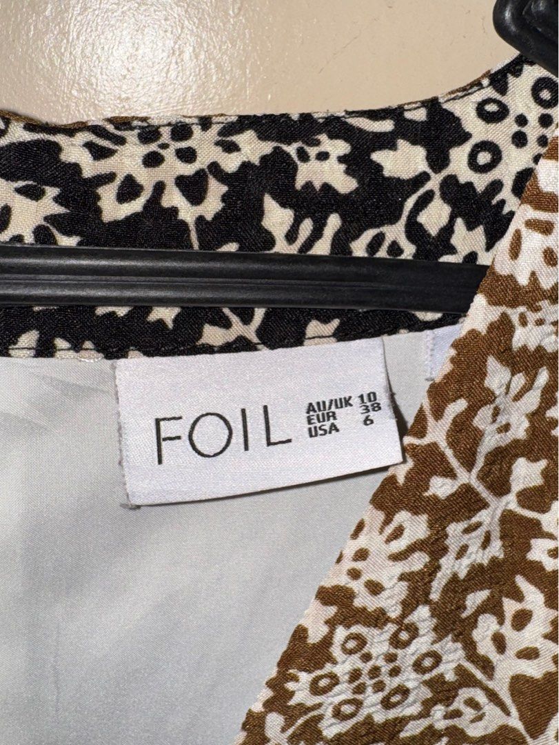 FOIL (Australian Brand) Brown Floral Textured Belted Maxi Dress