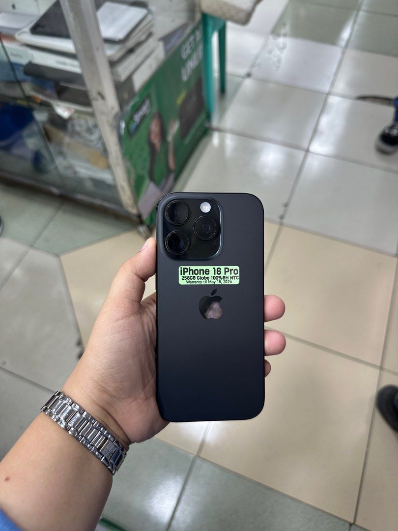 Iphone 16 Pro 256gb Globelocked NTC 100% Batt (Category: iPhone 16 Series) located in San Juan City. Submitted by javedsgadgetshop (Listing ID 1373149757, Image 2). Description: INSTALLMENT OPTIONS : SPAY LATER / GGIVES / CREDIT CARD! WE BUY AND SELL SO PWEDE MAGBINTA OR SWAP ! Quick Specs : Iphone 16pro •256gb •NTC Variant •100% batt health •Globelocked •95% Smoothness •No hidden issue | No Repaired •100% Authentic | Not Refurbished •w/ OEM Char