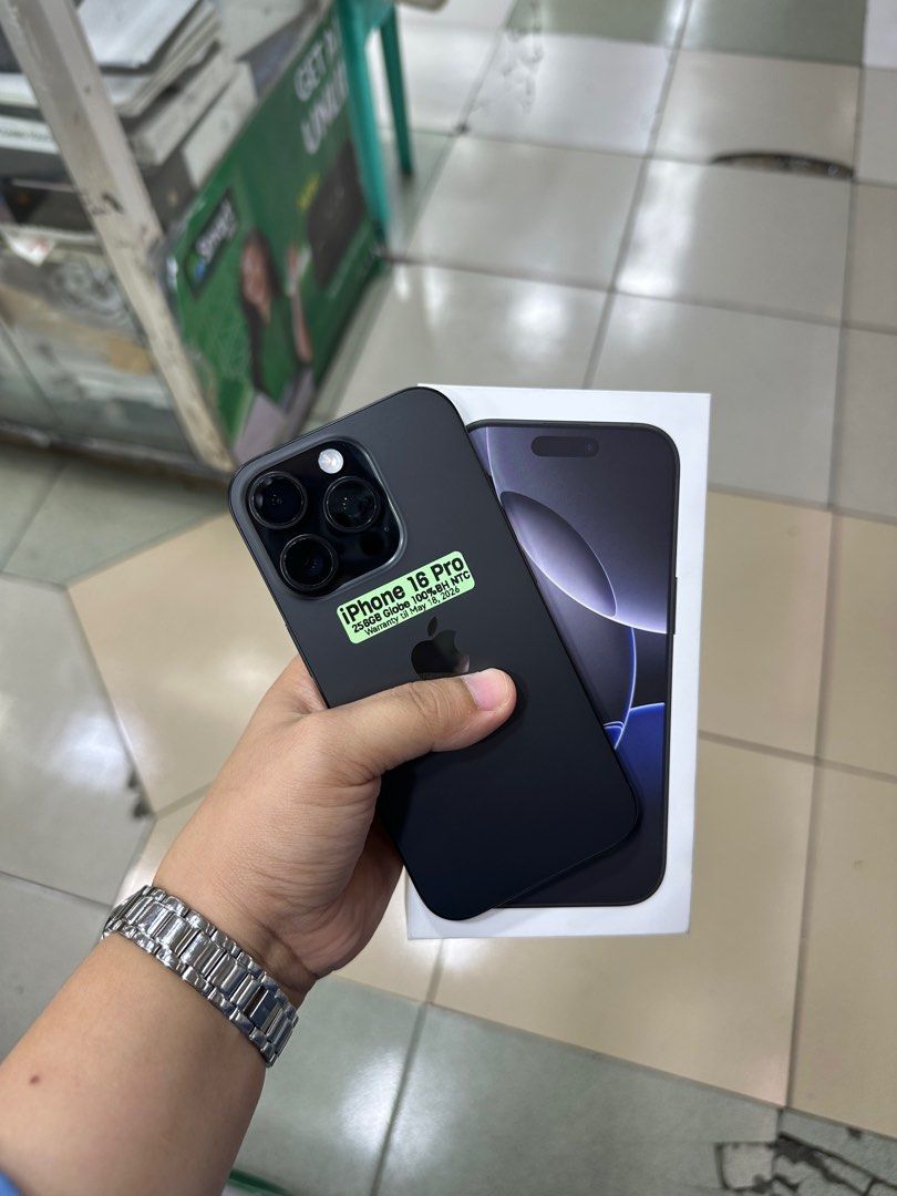 Iphone 16 Pro 256gb Globelocked NTC 100% Batt (Category: iPhone 16 Series) located in San Juan City. Submitted by javedsgadgetshop (Listing ID 1373149757, Image 1). Description: INSTALLMENT OPTIONS : SPAY LATER / GGIVES / CREDIT CARD! WE BUY AND SELL SO PWEDE MAGBINTA OR SWAP ! Quick Specs : Iphone 16pro •256gb •NTC Variant •100% batt health •Globelocked •95% Smoothness •No hidden issue | No Repaired •100% Authentic | Not Refurbished •w/ OEM Char