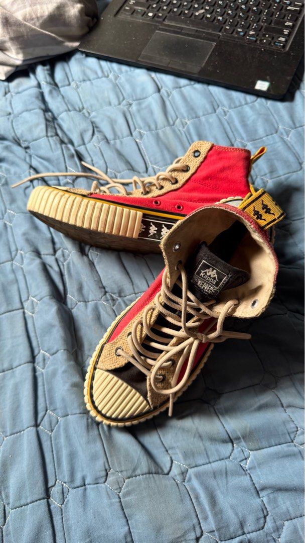 Kappa X One Piece Luffy Shoes (Category: Sneakers) located in Mabalacat. Submitted by fangal_finds (Listing ID 1373117694, Image 1). Description: Kappa X One Piece Luffy Shoes (Authentic) Size 6 1/2 RFS: Bought as gift to Son he just wore it 2x..