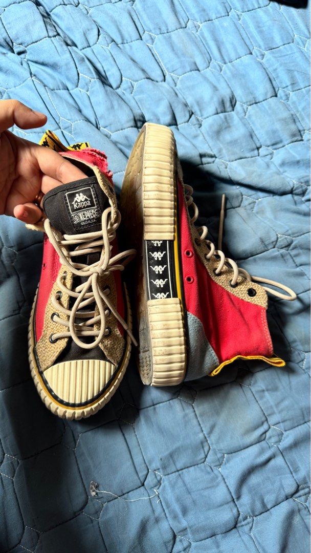 Kappa X One Piece Luffy Shoes (Category: Sneakers) located in Mabalacat. Submitted by fangal_finds (Listing ID 1373117694, Image 3). Description: Kappa X One Piece Luffy Shoes (Authentic) Size 6 1/2 RFS: Bought as gift to Son he just wore it 2x..