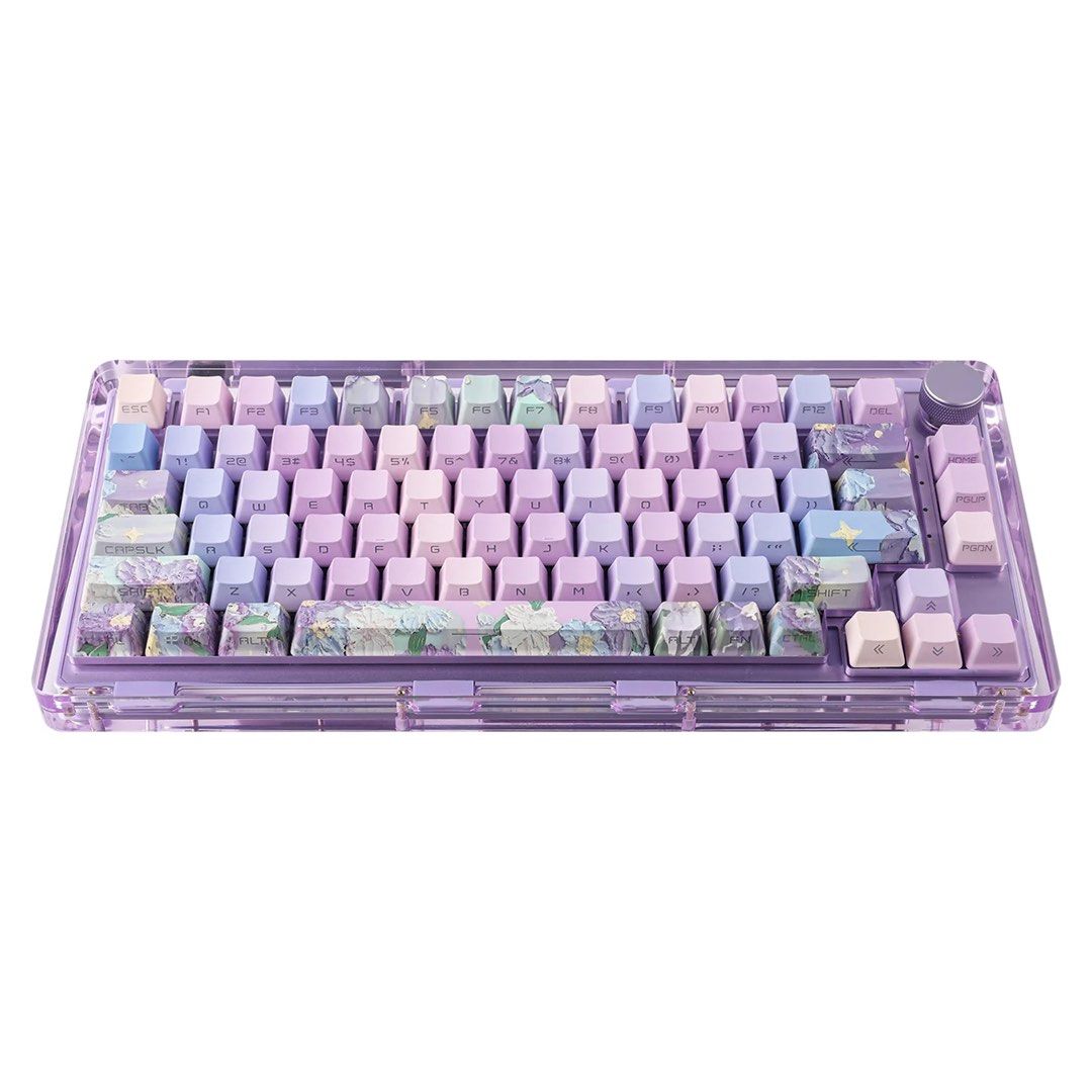 Kiiboom Violet OEM PBT Keycaps (Category: Computer Keyboard) located in Singapore. Submitted by yettticries (Listing ID 1373114245, Image 3). Description: 133 keys. Used once for filming. No box, in ziplock bag. RTP 45 USD bef shipping on official site..